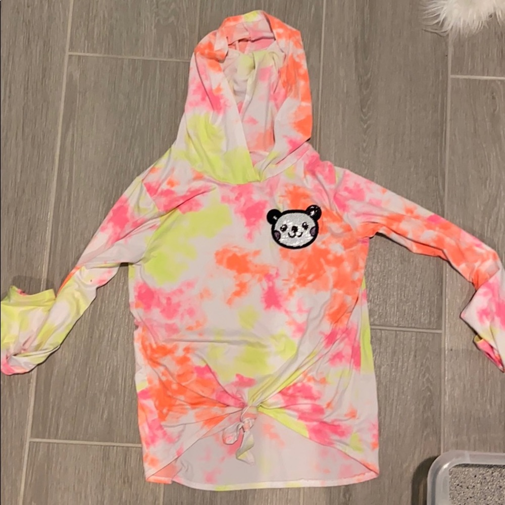 panda hooded long sleeved shirt